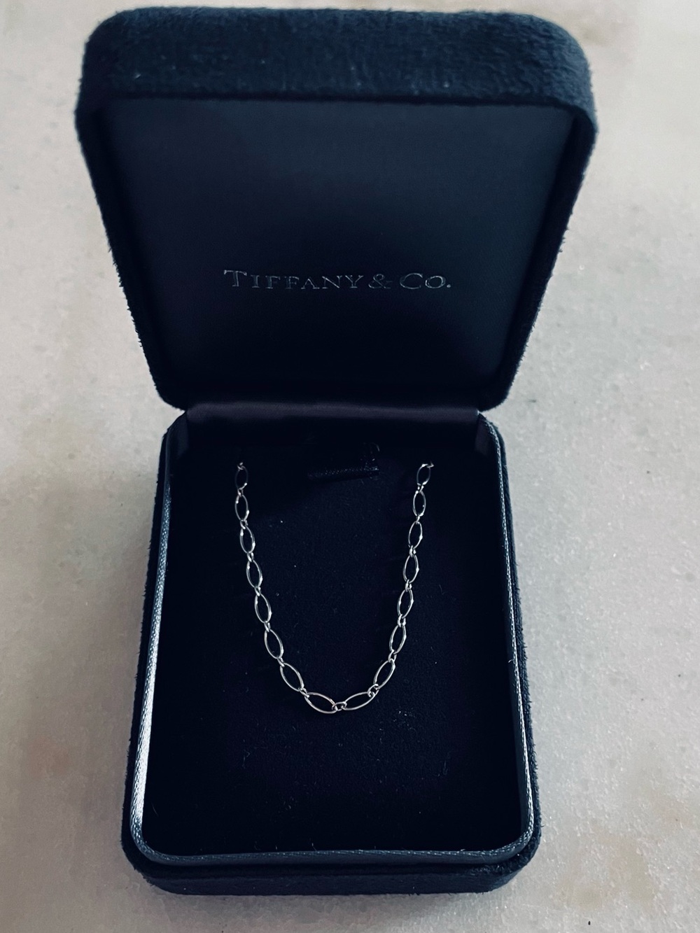 Tiffany & Co. White gold Oval link 24”Necklace